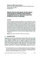prikaz prve stranice dokumenta PROTECTION OF THE RIGHT OF THE CHILD TO BE HEARD IN DIVORCE PROCEEDINGS : HARMONIZATION OF CROATIAN LAW WITH EUROPEAN LEGAL STANDARDS